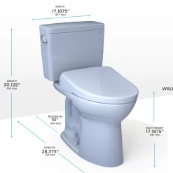TOTO Drake WASHLET+ Two-Piece Elongated 1.6 GPF Universal Height TORNADO FLUSH Toilet and S7A Contemporary Bidet Seat with Auto Flush, 10 Inch Rough-In, Cotton White, Vitreous China|Plastic, MW7764736CSFGA.10#01