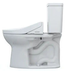 TOTO Drake WASHLET+ Two-Piece Elongated 1.6 GPF Universal Height TORNADO FLUSH Toilet with C2 Bidet Seat, Cotton White, Vitreous China, MW7763074CSFG#01