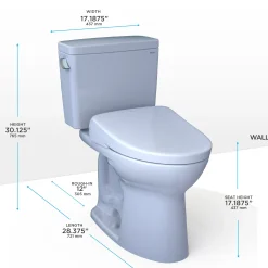 TOTO Drake WASHLET+ Two-Piece Elongated 1.28 GPF Universal Height TORNADO FLUSH Toilet and S7A Contemporary Bidet Seat with Auto Flush, Cotton White, Vitreous China|Plastic, MW7764736CEFGA#01