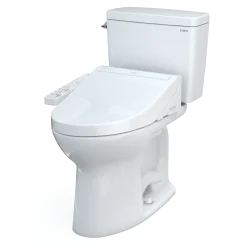 TOTO Drake WASHLET+ Two-Piece Elongated 1.6 GPF TORNADO FLUSH Toilet with C2 Bidet Seat, Cotton White, Vitreous China, MW7763074CSG#01