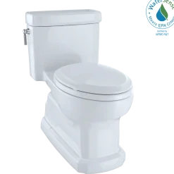 TOTO Eco Guinevere Elongated 1.28 GPF Universal Height Skirted Toilet with CEFIONTECT and SoftClose Seat, Cotton White, Vitreous China|Plastic, MS974224CEFG#01
