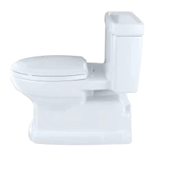 TOTO Eco Guinevere Elongated 1.28 GPF Universal Height Skirted Toilet with CEFIONTECT and SoftClose Seat, Cotton White, Vitreous China|Plastic, MS974224CEFG#01