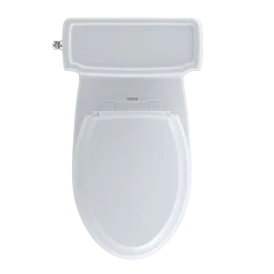 TOTO Eco Guinevere Elongated 1.28 GPF Universal Height Skirted Toilet with CEFIONTECT and SoftClose Seat, Cotton White, Vitreous China|Plastic, MS974224CEFG#01