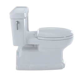 TOTO Eco Guinevere Elongated 1.28 GPF Universal Height Skirted Toilet with CEFIONTECT and SoftClose Seat, Cotton White, Vitreous China|Plastic, MS974224CEFG#01