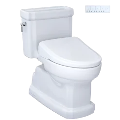 TOTO Eco Guinevere WASHLET+ Ready Elongated 1.28 GPF Universal Height Skirted Toilet with CEFIONTECT, Floor-Mounted, Cotton White, Vitreous China, CST974CEFGAT40#01