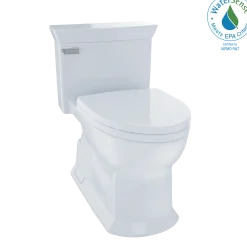 TOTO Eco Soire One Piece Elongated 1.28 GPF Universal Height Skirted Toilet with CEFIONTECT, Cotton White, Vitreous China, MS964214CEFG#01