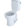 TOTO Entrada Two-Piece Round 1.28 GPF Universal Height Toilet with Right-Hand Trip Lever, Cotton White, Vitreous China, CST243EFR#01
