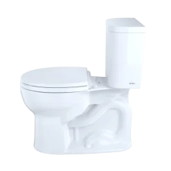TOTO Entrada Two-Piece Round 1.28 GPF Universal Height Toilet, Cotton White, Vitreous China, CST243EF#01