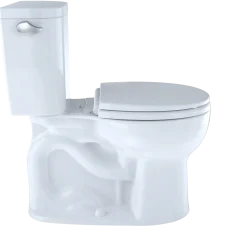 TOTO Entrada Two-Piece Round 1.28 GPF Universal Height Toilet, Cotton White, Vitreous China, CST243EF#01