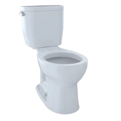 TOTO Entrada Two-Piece Round 1.28 GPF Universal Height Toilet, Cotton White, Vitreous China, CST243EF#01