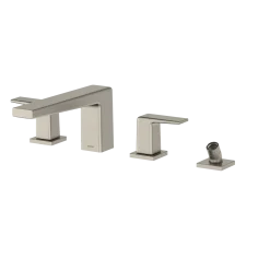TOTO GB Two-Handle Deck-Mount Roman Tub Filler Trim with Handshower, Brushed Nickel, Brass, TBG10202U#BN