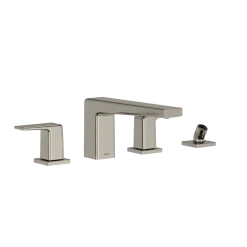 TOTO GB Two-Handle Deck-Mount Roman Tub Filler Trim with Handshower, Polished Nickel, Brass, TBG10202U#PN