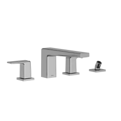 TOTO GB Two-Handle Deck-Mount Roman Tub Filler Trim with Handshower, Polished Chrome, Brass, TBG10202U#CP