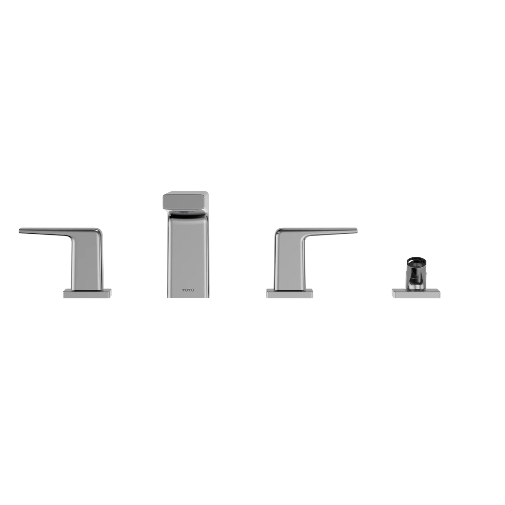 TOTO GB Two-Handle Deck-Mount Roman Tub Filler Trim with Handshower, Polished Chrome, Brass, TBG10202U#CP