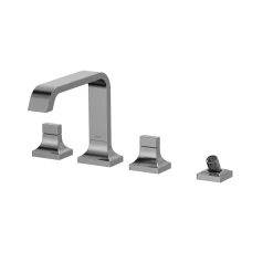 TOTO GC Two-Handle Deck-Mount Roman Tub Filler Trim with Handshower, Polished Chrome, Brass, TBG08202U#CP