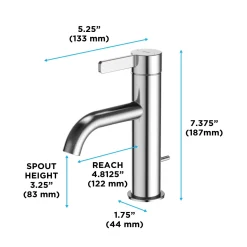 TOTO GF Series 1.2 GPM Single Handle Bathroom Sink Faucet with COMFORT GLIDE Technology and Drain Assembly, Brushed Nickel, Stainless Steel, TLG11301U#BN