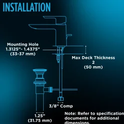 TOTO GF Series 1.2 GPM Single Handle Bathroom Sink Faucet with COMFORT GLIDE Technology and Drain Assembly, Polished Nickel, Stainless Steel, TLG11301U#PN