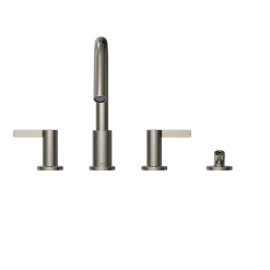 TOTO GF Two Lever Handle Deck-Mount Roman Tub Filler Trim with Handshower, Polished Nickel, Brass, TBG11202UA#PN