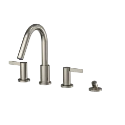 TOTO GF Two Lever Handle Deck-Mount Roman Tub Filler Trim with Handshower, Polished Nickel, Brass, TBG11202UA#PN