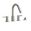 TOTO GF Two Lever Handle Deck-Mount Roman Tub Filler Trim with Handshower, Brushed Nickel, Brass, TBG11202UA#BN