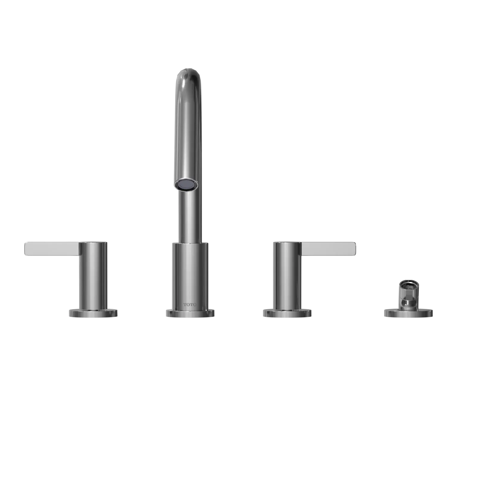 TOTO GF Two Lever Handle Deck-Mount Roman Tub Filler Trim with Handshower, Polished Chrome, Brass, TBG11202UA#CP