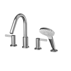 TOTO GF Two Lever Handle Deck-Mount Roman Tub Filler Trim with Handshower, Polished Chrome, Brass, TBG11202UA#CP