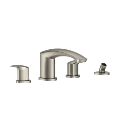 TOTO GM Two-Handle Deck-Mount Roman Tub Filler Trim with Handshower, Brushed Nickel, Brass, TBG09202U#BN