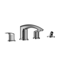 TOTO GM Two-Handle Deck-Mount Roman Tub Filler Trim with Handshower, Polished Chrome, Brass, TBG09202U#CP