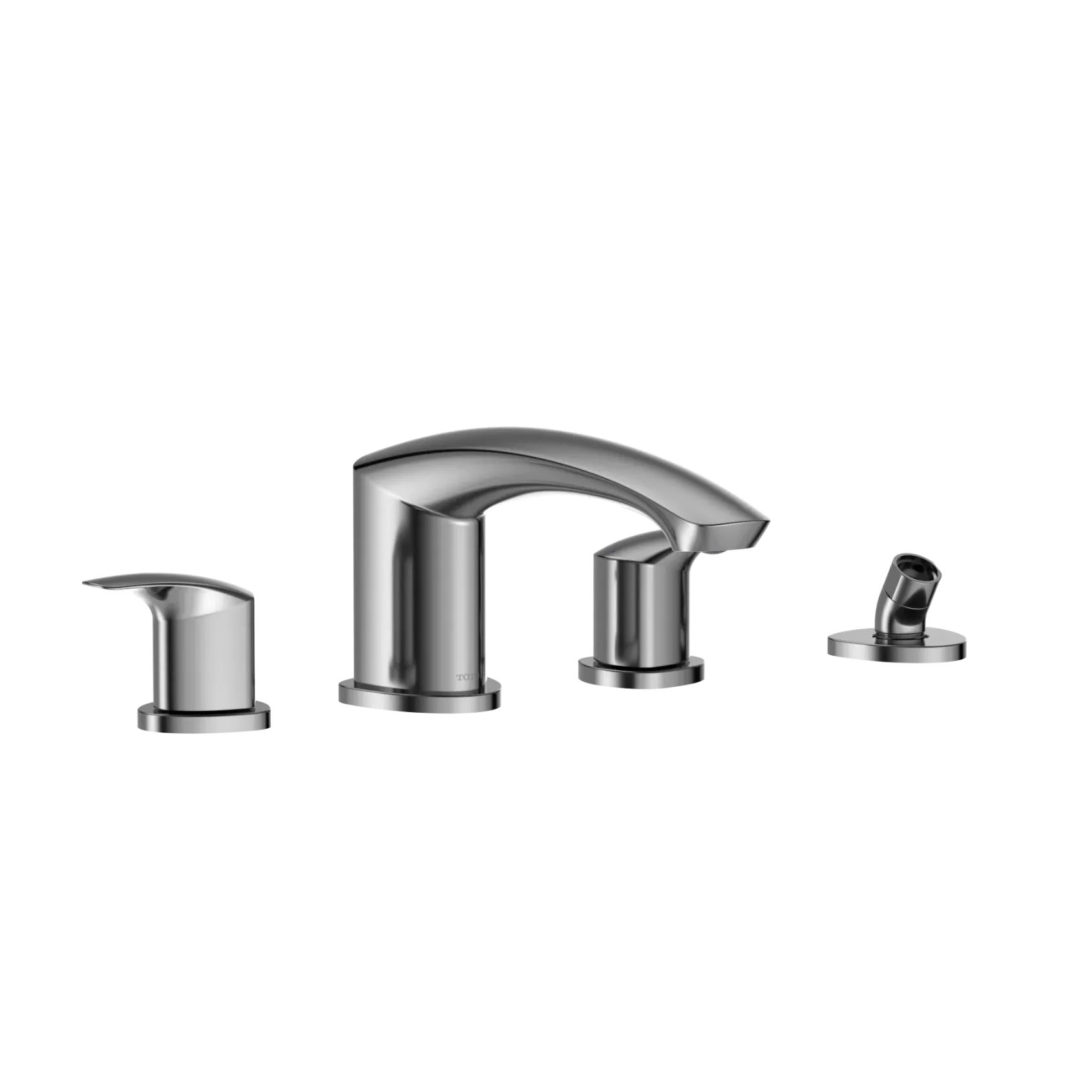 TOTO GM Two-Handle Deck-Mount Roman Tub Filler Trim with Handshower, Polished Chrome, Brass, TBG09202U#CP