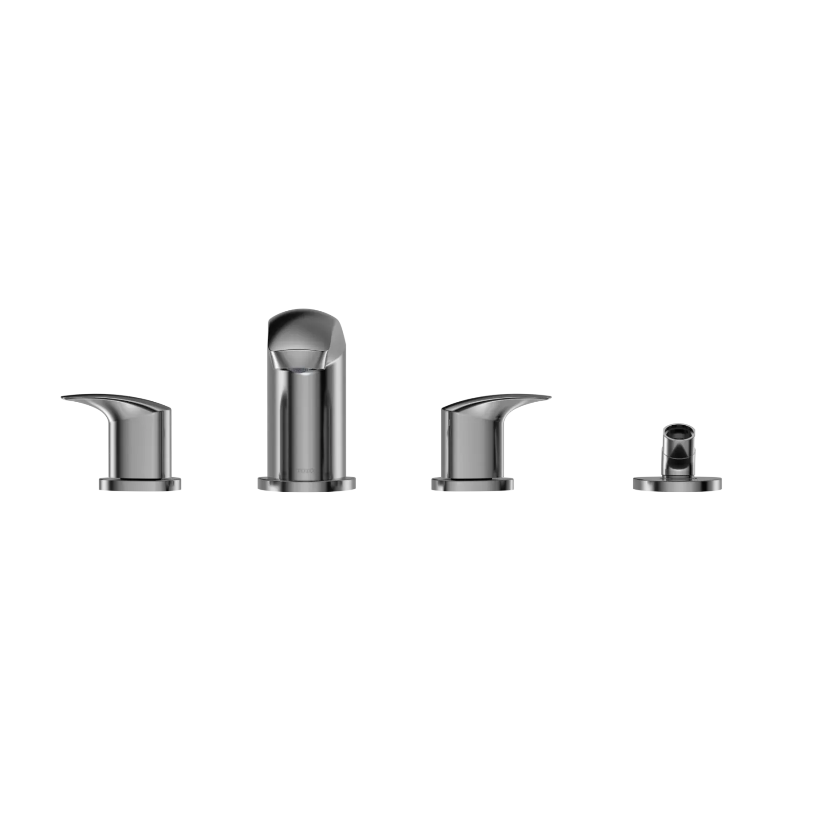 TOTO GM Two-Handle Deck-Mount Roman Tub Filler Trim with Handshower, Polished Chrome, Brass, TBG09202U#CP