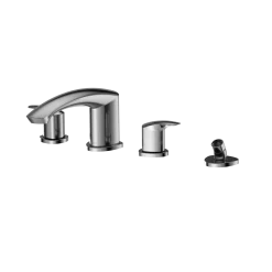 TOTO GM Two-Handle Deck-Mount Roman Tub Filler Trim with Handshower, Polished Chrome, Brass, TBG09202U#CP