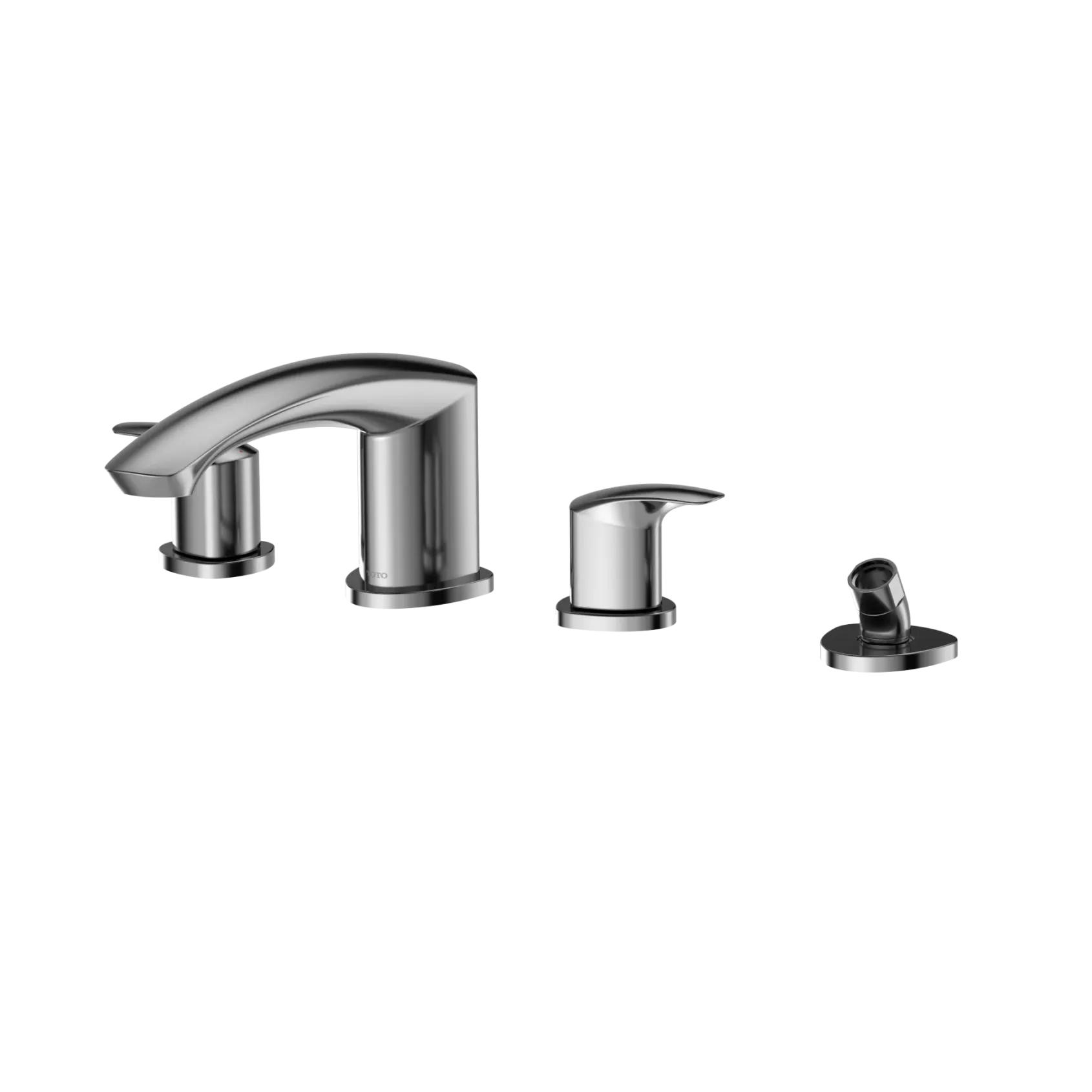 TOTO GM Two-Handle Deck-Mount Roman Tub Filler Trim with Handshower, Polished Chrome, Brass, TBG09202U#CP