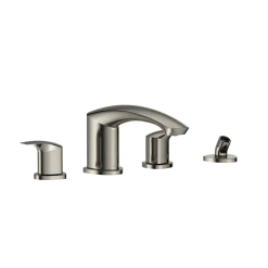 TOTO GM Two-Handle Deck-Mount Roman Tub Filler Trim with Handshower, Polished Nickel, Brass, TBG09202U#PN