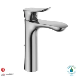 TOTO GO 1.2 GPM Single Handle Semi-Vessel Bathroom Sink Faucet with COMFORT GLIDE Technology, Brushed Nickel, Brass, TLG01304U#BN