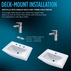 TOTO GO 1.2 GPM Single Handle Bathroom Sink Faucet with COMFORT GLIDE Technology and Drain Assembly, Polished Chrome, Brass, TLG01301U#CP