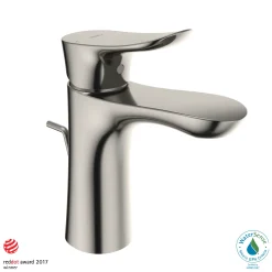 TOTO GO 1.2 GPM Single Handle Bathroom Sink Faucet with COMFORT GLIDE Technology and Drain Assembly, Polished Nickel, Brass, TLG01301U#PN