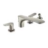 TOTO GO Two-Handle Deck-Mount Roman Tub Filler Trim with Handshower, Brushed Nickel, Brass, TBG01202U#BN