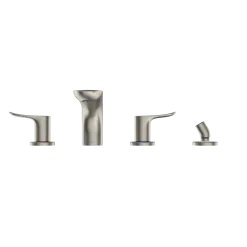 TOTO GO Two-Handle Deck-Mount Roman Tub Filler Trim with Handshower, Brushed Nickel, Brass, TBG01202U#BN