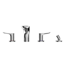 TOTO GO Two-Handle Deck-Mount Roman Tub Filler Trim with Handshower, Polished Chrome, Brass, TBG01202U#CP