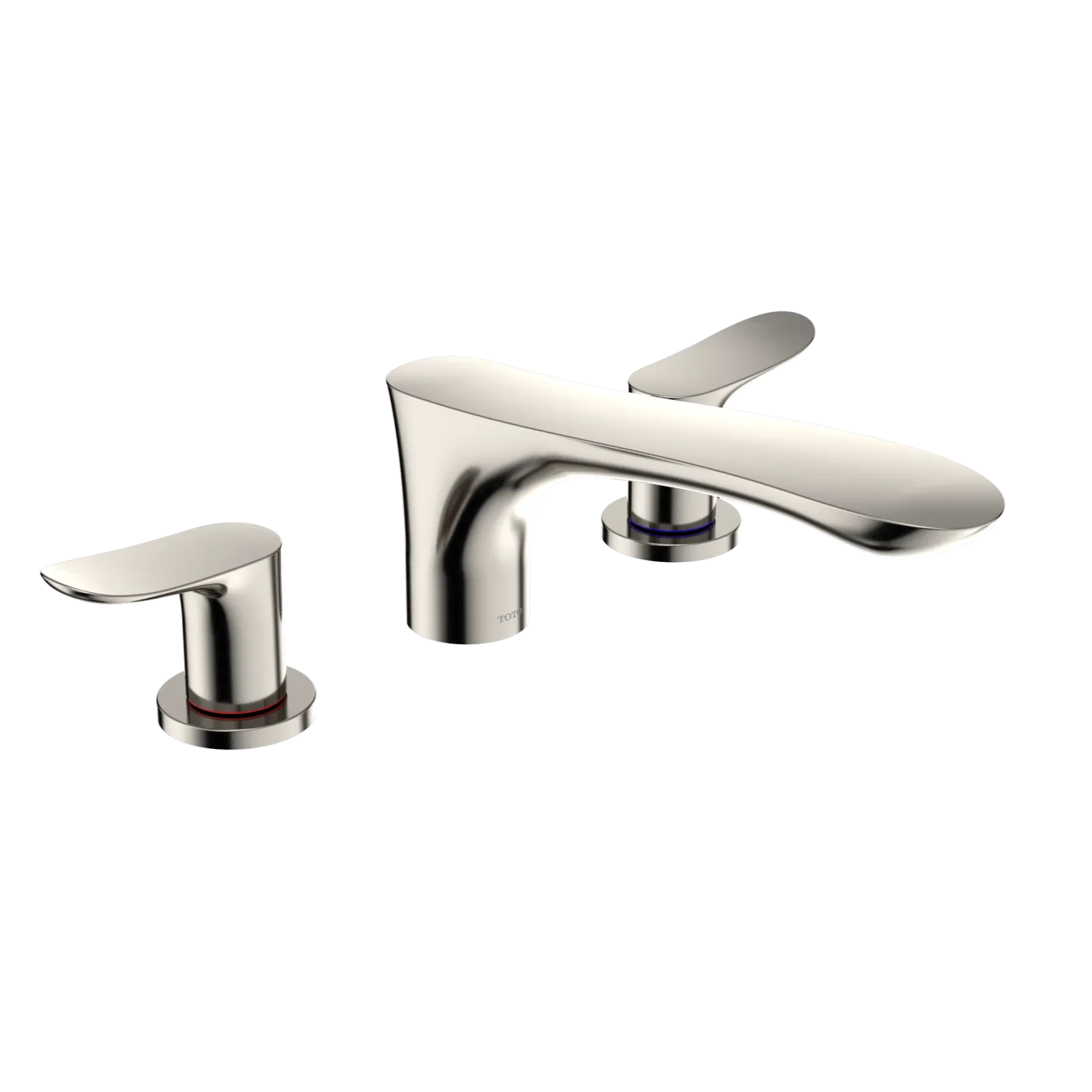 TOTO GO Two-Handle Deck-Mount Roman Tub Filler Trim, Polished Nickel, Brass, TBG01201U#PN