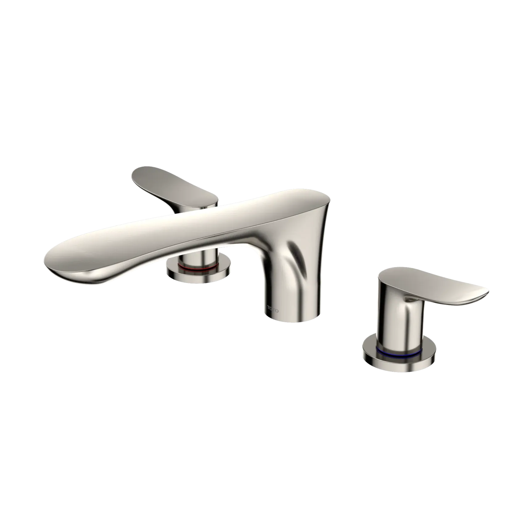 TOTO GO Two-Handle Deck-Mount Roman Tub Filler Trim, Polished Nickel, Brass, TBG01201U#PN