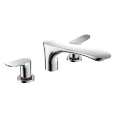 TOTO GO Two-Handle Deck-Mount Roman Tub Filler Trim, Polished Chrome, Brass, TBG01201U#CP