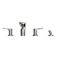 TOTO GO Two-Handle Deck-Mount Roman Tub Filler Trim with Handshower, Polished Nickel, Brass, TBG01202U#PN