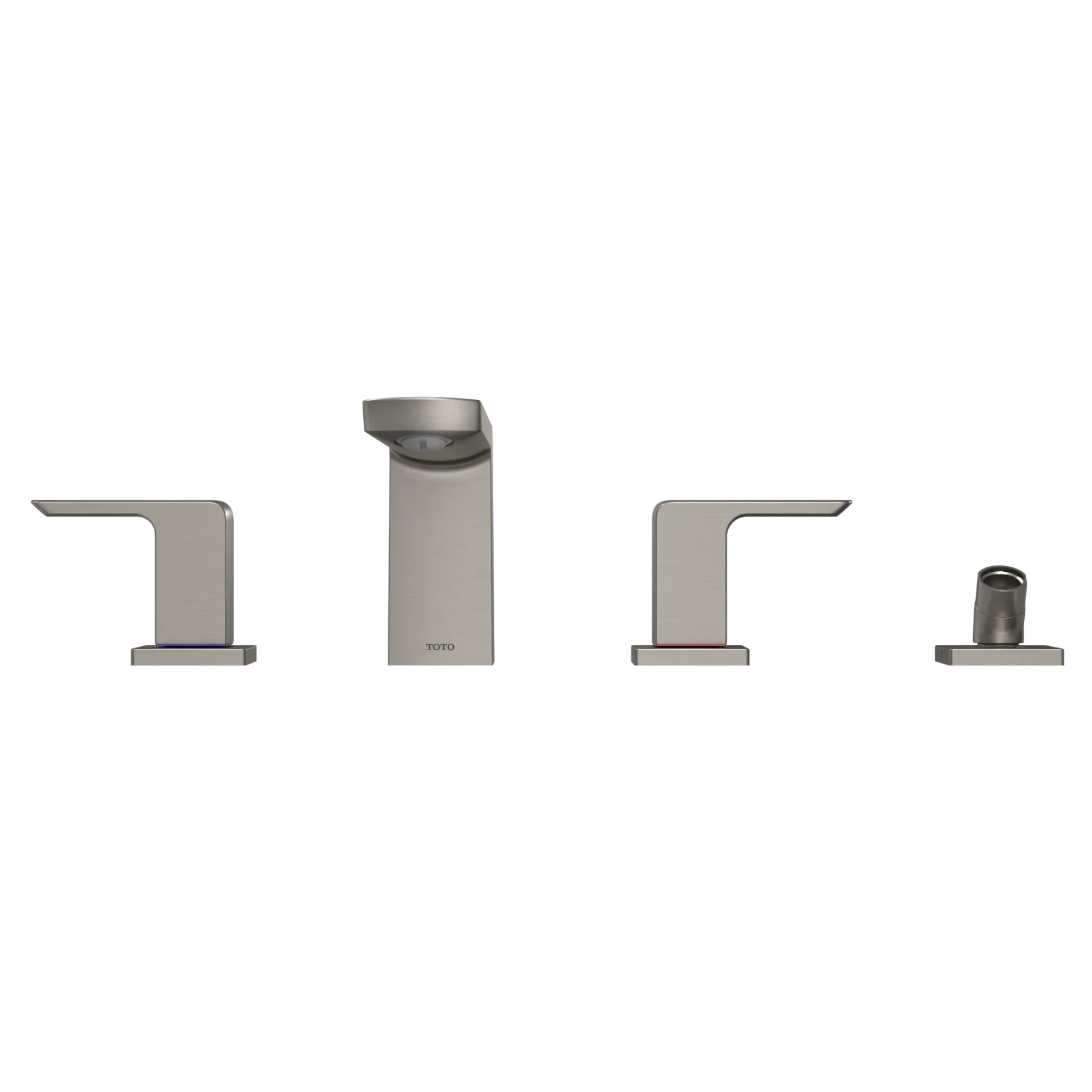 TOTO GR Two-Handle Deck-Mount Roman Tub Filler Trim with Handshower, Brushed Nickel, Brass, TBG02202U#BN