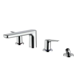 TOTO GS Four-hole Deck-Mount Roman Tub Filler Trim with Handshower, Polished Chrome, Brass, TBG03202U#CP