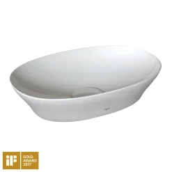 TOTO Kiwami Oval 16 Inch Vessel Bathroom Sink with CEFIONTECT, Cotton White, Ceramic, LT473G#01