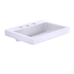 TOTO Kiwami Renesse Design I Rectangular Fireclay Vessel Bathroom Sink with CEFIONTECT for 8 Inch Faucets, Cotton White, Fired Clay, LT171.8G#01