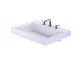 TOTO Kiwami Renesse Design I Rectangular Fireclay Vessel Bathroom Sink with CEFIONTECT for 8 Inch Faucets, Cotton White, Fired Clay, LT171.8G#01