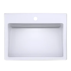 TOTO Kiwami Renesse Design I Rectangular Fireclay Vessel Bathroom Sink with CEFIONTECT for Single Hole Faucets, Cotton White, Fired Clay, LT171G#01