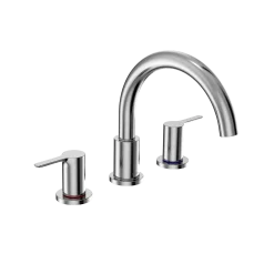 TOTO LB Two-Handle Deck-Mount Roman Tub Filler Trim, Polished Chrome, Brass, TBS01201U#CP